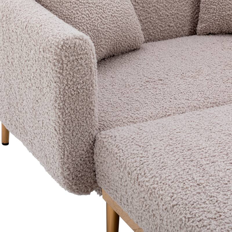 Grey Teddy 62.2" Chaise Lounge Chair with Iron Legs