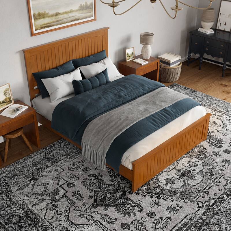 Naples Solid Wood Low Profile Platform Bed with Matching Footboard