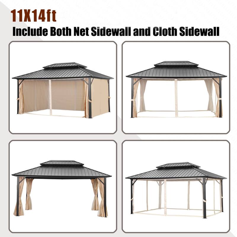 Outdoor Steel Gazebo Galvanized Steel Roof Aluminum Post Hardtop Gazebo
