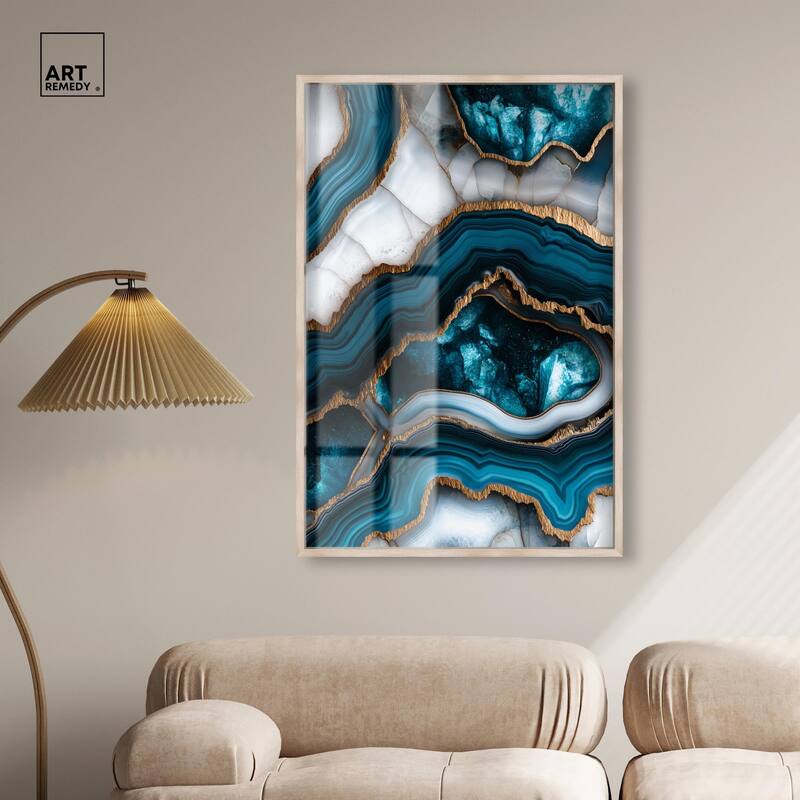 Teal Tectonic III Shadowbox by Art Remedy