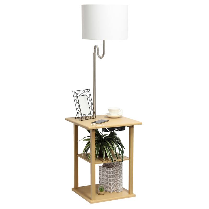 57" 2 Tier Lamp with 2 x USB Charging Ports & Power Outlet