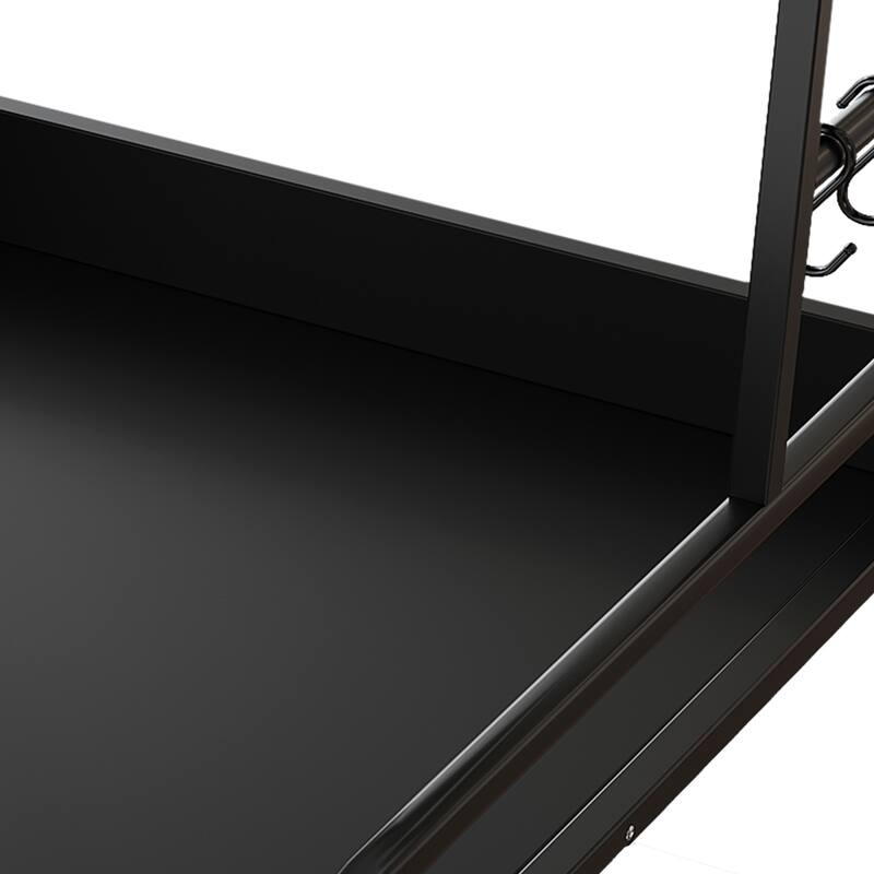 Moasis Laundry Countertop with Double-Layer Storage Shelf and 5 Built-In Hooks