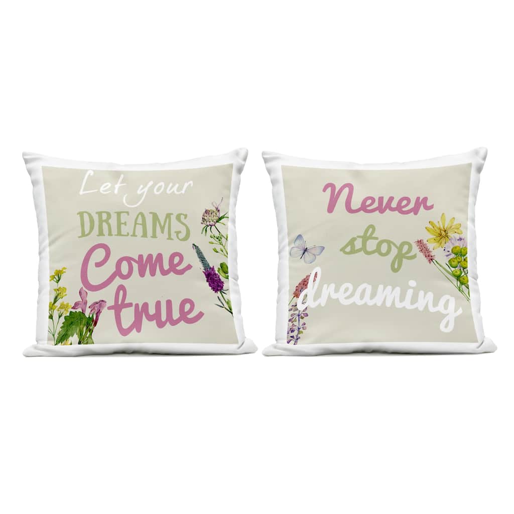 Stupell Charming Dream Inspirations Printed Outdoor Throw Pillow Design by Kim Allen (Set of 2)