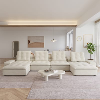 6-Seat Modular Sectional Sofa Couch, U Shaped Oversized Couches with 2 Reversible Ottomans