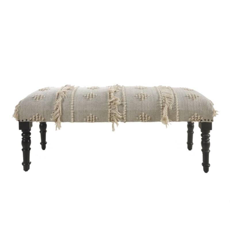 Presidio 47" Upholstered Fringed Entryway Bench by Sevita - 47" L x 16" W x 18" H