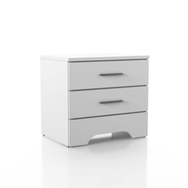 Leroy Transitional Slim Pull Wood 2-Drawer Nightstand by Furniture of America - White