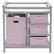 preview thumbnail 2 of 5, Costway Gray Pink Infant Baby Changing Table w/3 Basket Hamper Diaper
