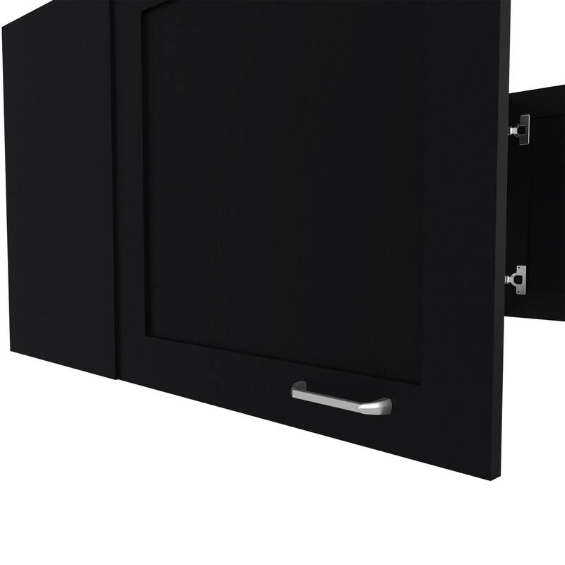 Modern Style Wall Cabinet, 2 Doors with durable Materials, Black Wengue