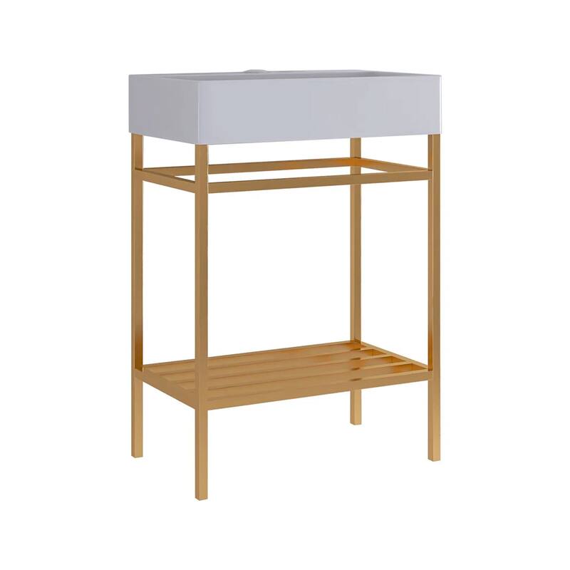 24" Freestanding Bathroom Vanity with Ceramic Sink - 23.62'' x13.98'' x 33.46''