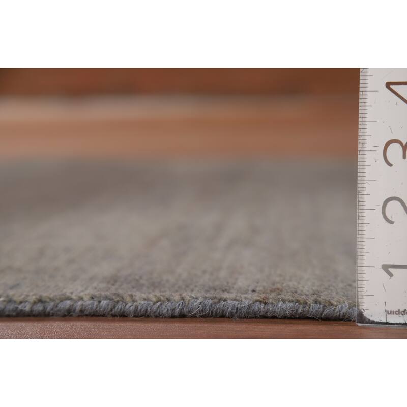 Solid Gray Gabbeh Modern Foyer Rug Hand-Knotted Wool Carpet - 3'3"x 4'10"