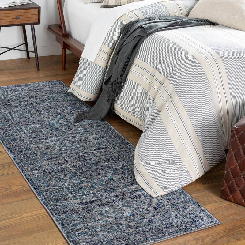 Livabliss Vintage Monte Carlo Medallion Area Rug - 2'7" x 7'3" - Navy