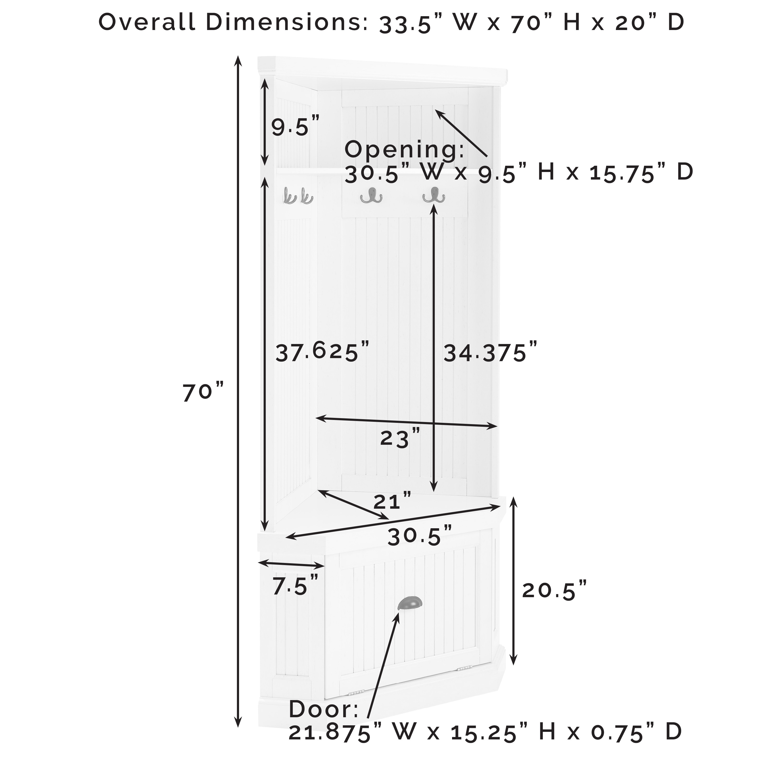 The Gray Barn Grey Stones Distressed White Corner Hall Tree 33 5 W X D X 70 H 33 5 W X D X 70 H Overstock