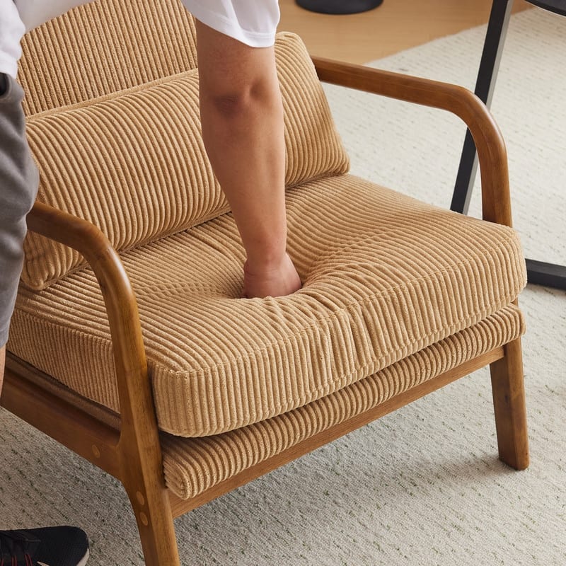 High Back Solid Wood Armrest Backrest Leisure Chair Accent Chair