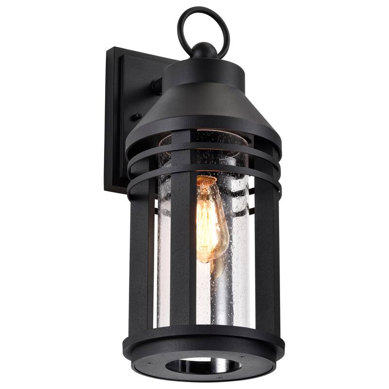 Wilton 1 Light Large Wall Lantern Matte Black with Clear Seeded Glass