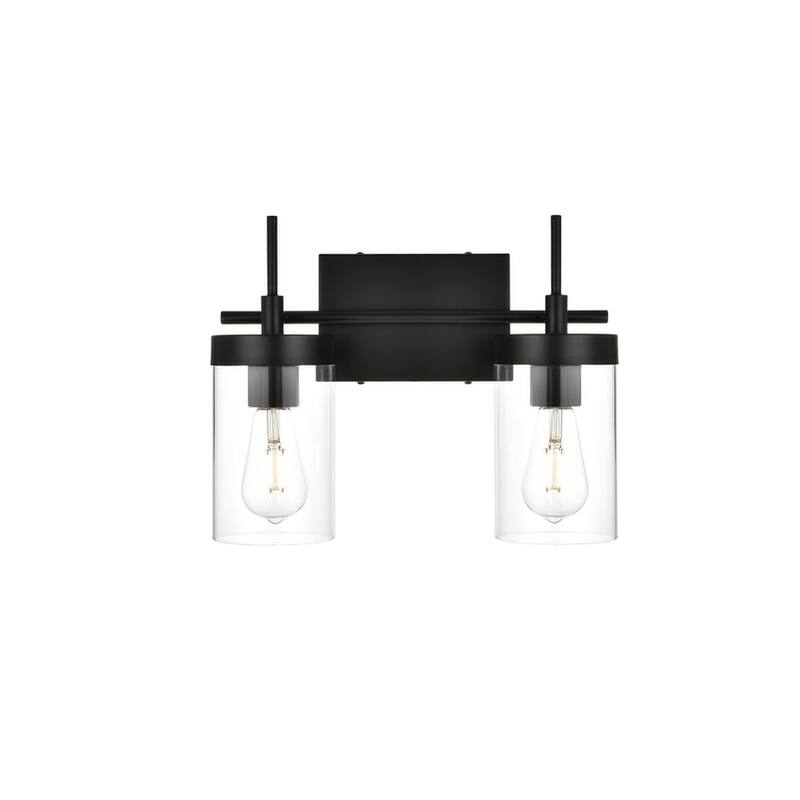 Bento 1 Light Black and Clear Bath Sconce - 14 - Black