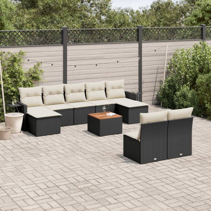 vidaXL Garden Sofa Set Black, Cream White - 21.7 x 21.7 x 14.6