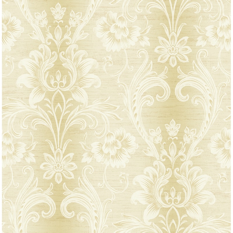 Seabrook Designs Sienna Damask Stripe Unpasted Wallpaper
