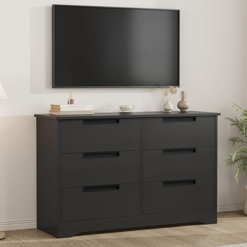 6 Drawer Dresser for Bedroom, Living Room, Nursery, Black