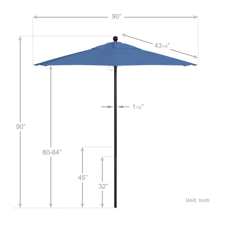 California Umbrella 7.5' Venture Series Patio Umbrella, Bronze Aluminum Pole Fiberglass Ribs Push Lift, Olefin Royal Blue