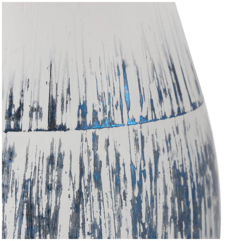 Blue Metal Brushed Decorative Vase with White Background (Set of 2)