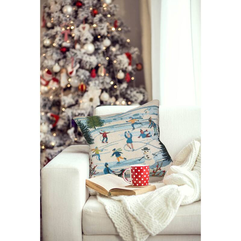 Liora Manne Marina Gone Skating Indoor/Outdoor Pillow - Blue - 18 x 18
