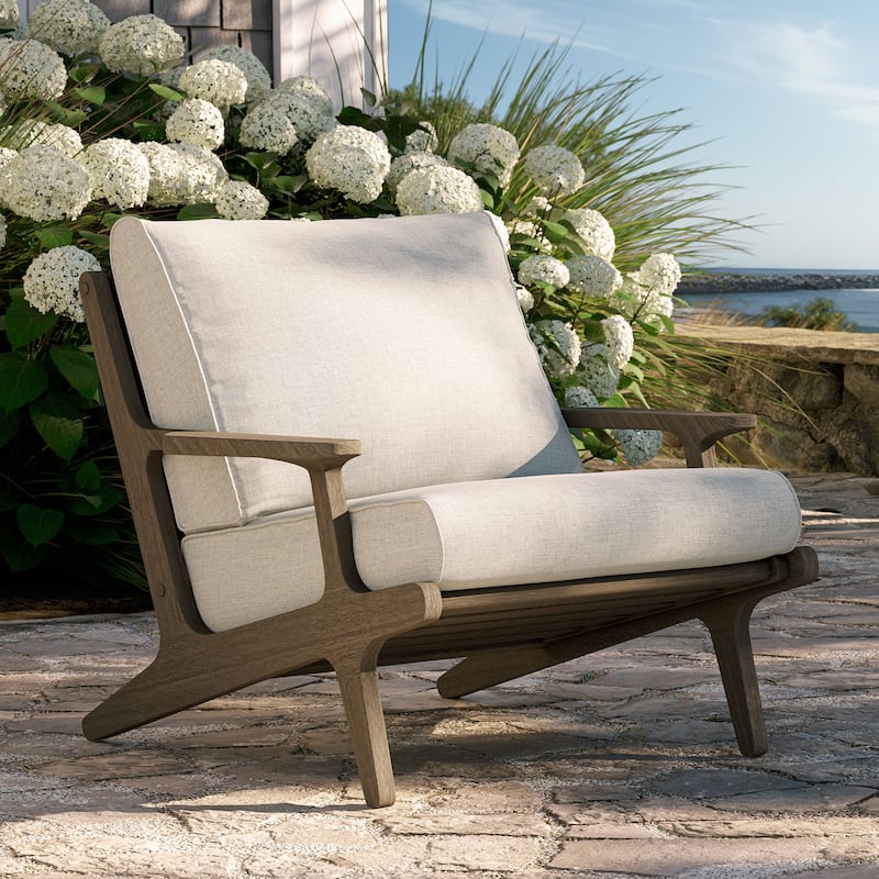 Saratoga Outdoor Patio Teak Wood Armchair - Pebble