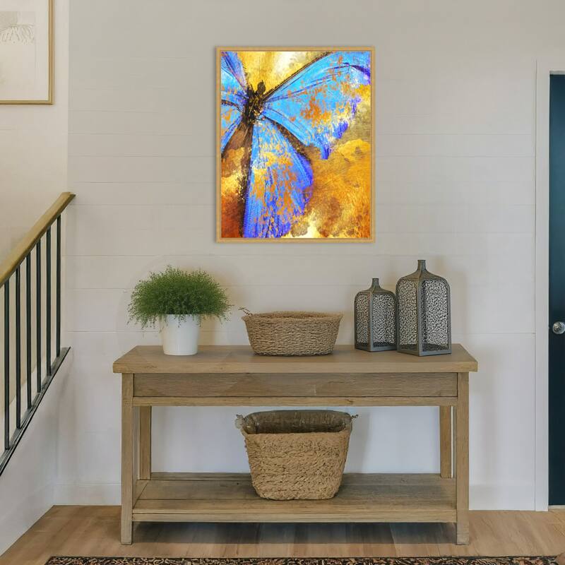 Blue Butterfly by Sannel Larson Framed Canvas Wall Art Print