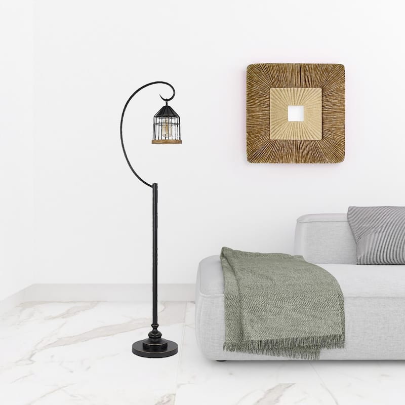 Traditional Floor Lamp 63" Tall in Bronze Metal with Dimmable Rocker Switch for Bedroom or Office - 63" H x 15" W x 11" D
