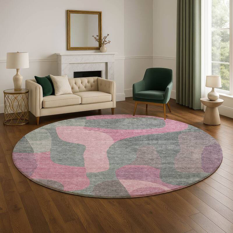 Premium Washable Super Soft Contemporary Siena Mayfield Rug - Blush - 8' x 8'