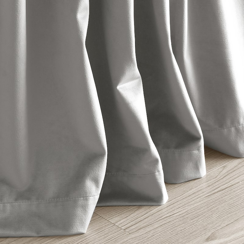Lush Decor Prima Velvet Solid Light Filtering Back Tab Rod Pocket Window Curtain Panels Set