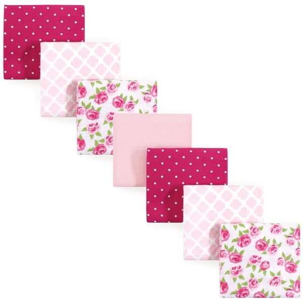 slide 1 of 1, Hudson Baby Infant Girl Cotton Flannel Receiving Blankets Bundle, Rose, One Size - Rose - One Size One Size - Rose