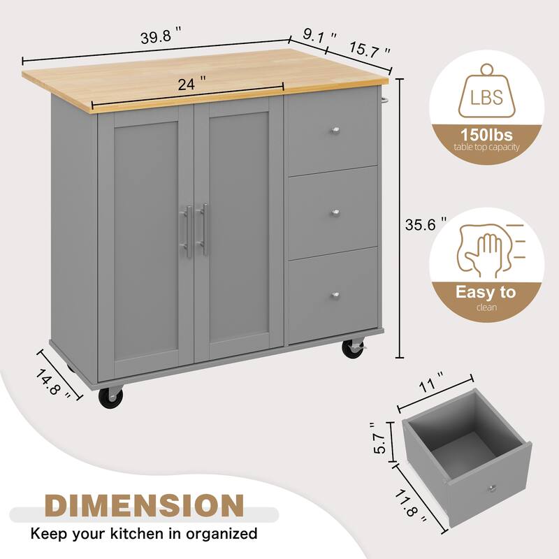 Futzca Storage Kitchen Island Cart