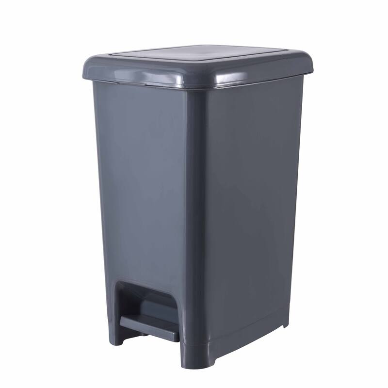 Superio 4 Gal Slim Pedal Step On Trash Can, Grey