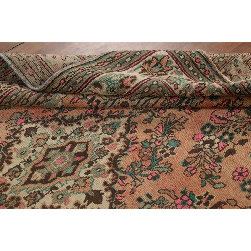 Floral Medallion Hamedan Persian Area Rug Handmade Wool Carpet - 6'8"x 9'8"