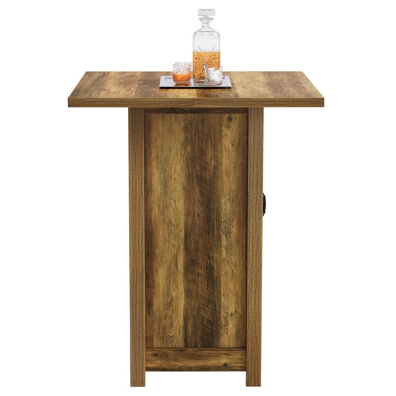 Bar Table with Cabinet, Home Bar Unit Cocktail Pub Table with Storage Shelves & Detachable Wine Slots for Kitchen Bistro