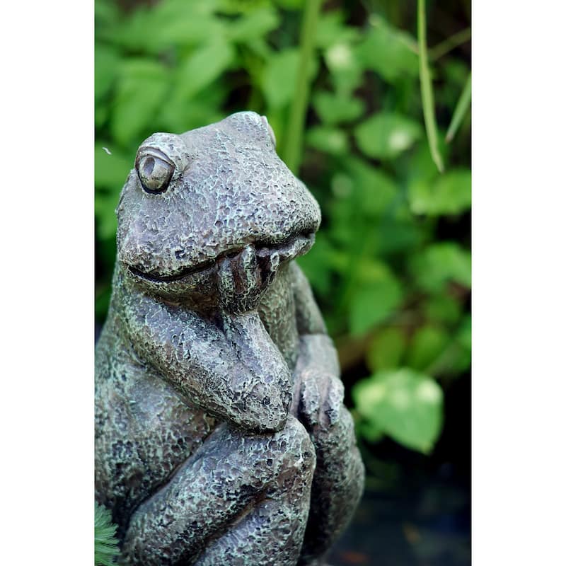 Thinking Frog Outdoor Garden Statue - 10.25"