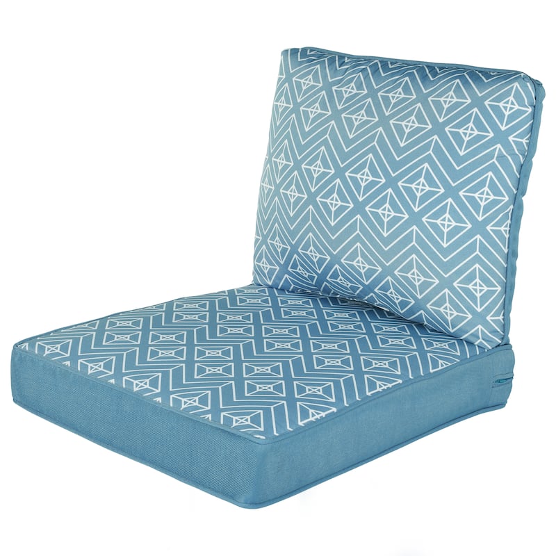 Haven Way Universal Outdoor Deep Seat Lounge Chair Cushion Set - 22x25 - Blue Diamond