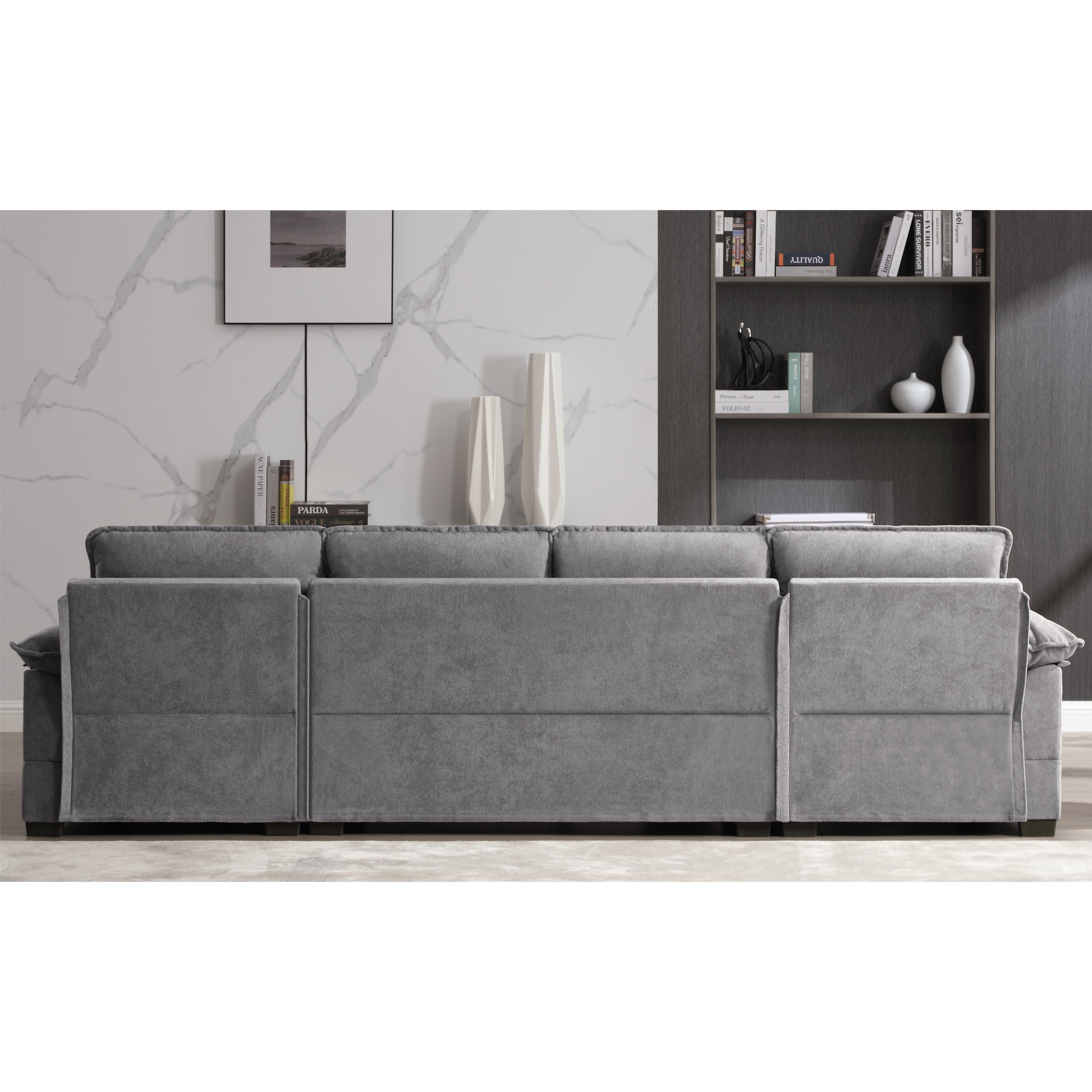 Modern Lounge Sectional Sofa with Chaise Lounge, Gray Cloud