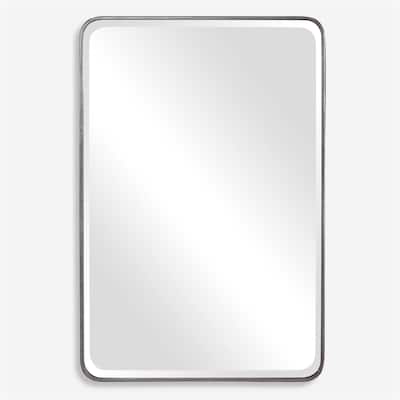 distressed rectangular wall mirror 36" silver and clear
