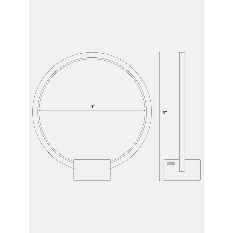 Brightech Circle 15 in. White Industrial Integrated LED Arched/Arc Table Lamp with Built-In 3-Way Dimmer