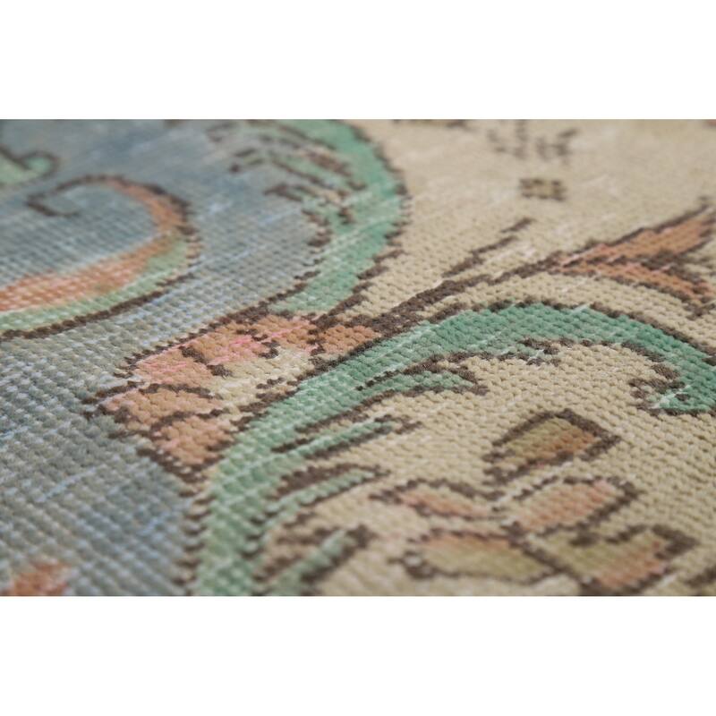 Blue Tabriz Persian Vintage Area Rug Hand-Knotted Wool Carpet - 9'6" x 12'8"