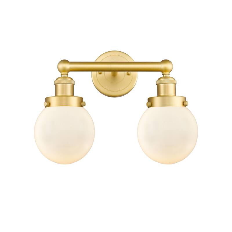 Innovations Lighting 616-2W-10-16 Beacon Vanity Beacon 2 Light 16" - Satin Gold / Matte White