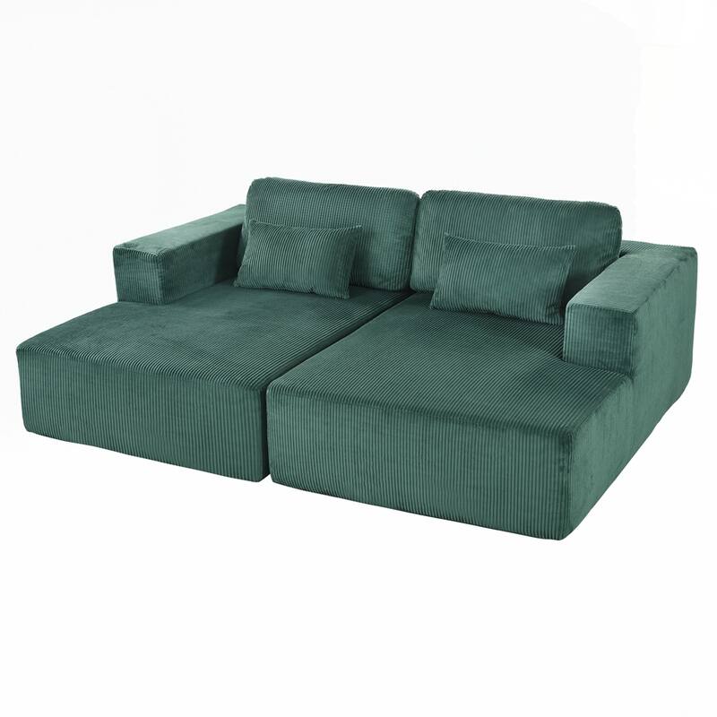 Corduroy Double Sofa Bed with 2 Pillows