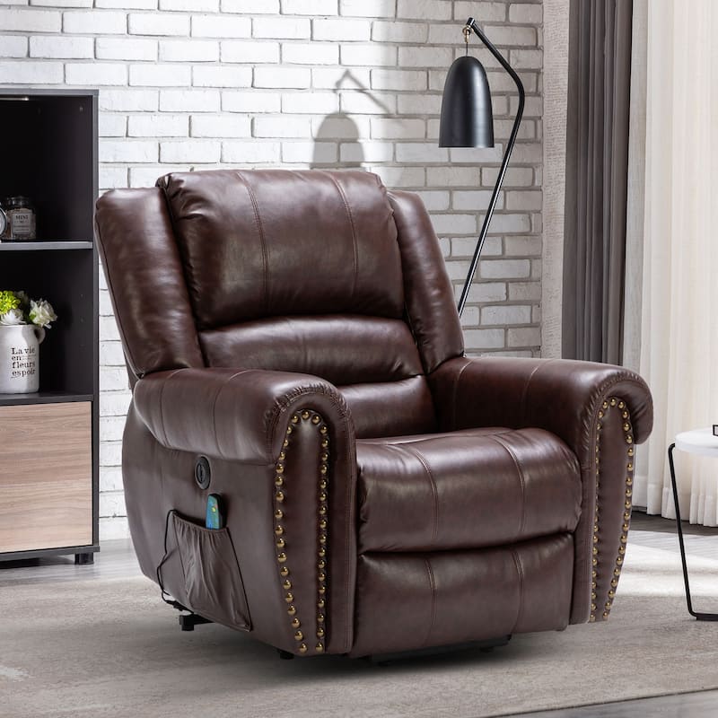 Breathable Rivet Power Lift Recliner Chair with Massage,Heat and USB Port