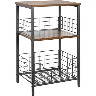Industrial Retro Side Table Nightstand Storage Shelf