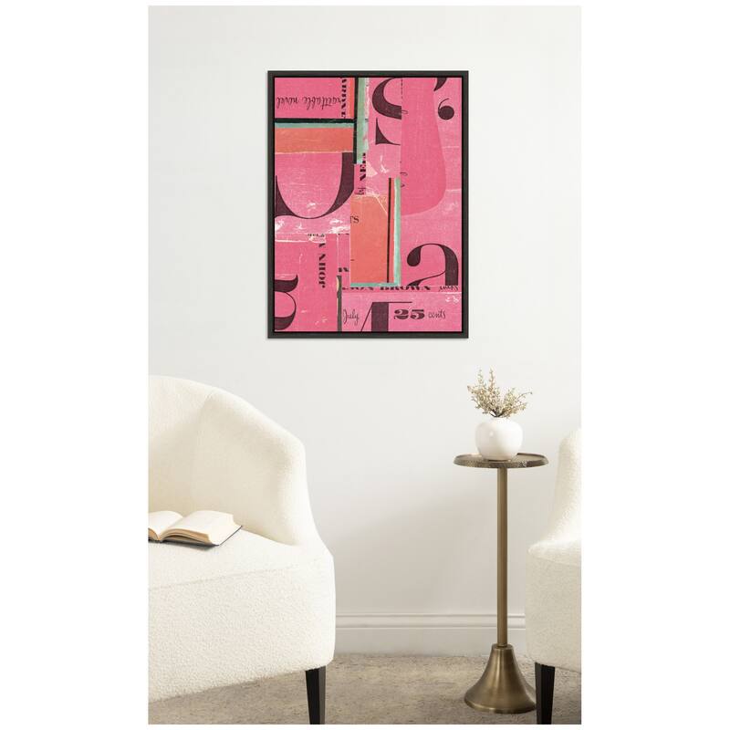 Kate and Laurel Typography Pink FC by Felicia Dadak Framed Canvas Wall Art Print