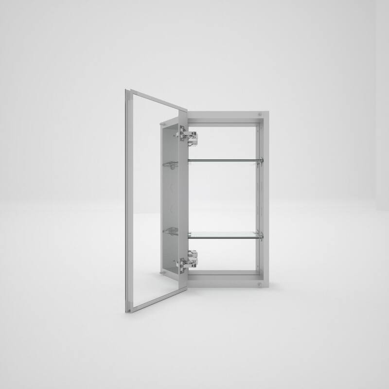12" x 24" Rectangular Aluminum Surface Mount Medicine Cabinet with Mirror and Shelves