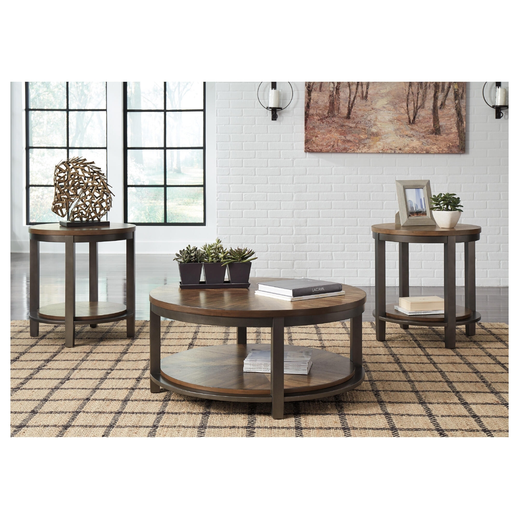 Signature Design by Ashley Roybeck Occasional 3-piece Table Set - 38" W x 38" D x 18" H