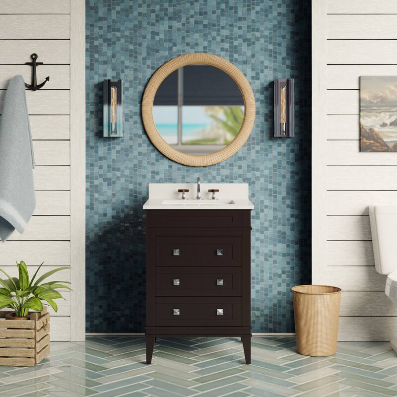 KitchenBathCollection Eleanor 24" Bathroom Vanity with Quartz Top
