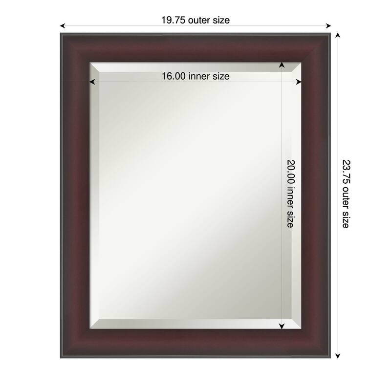 Grand Narrow Beveled Framed Bathroom Vanity Wall Mirror - 20 x 24 in - Grand Cherry Narrow